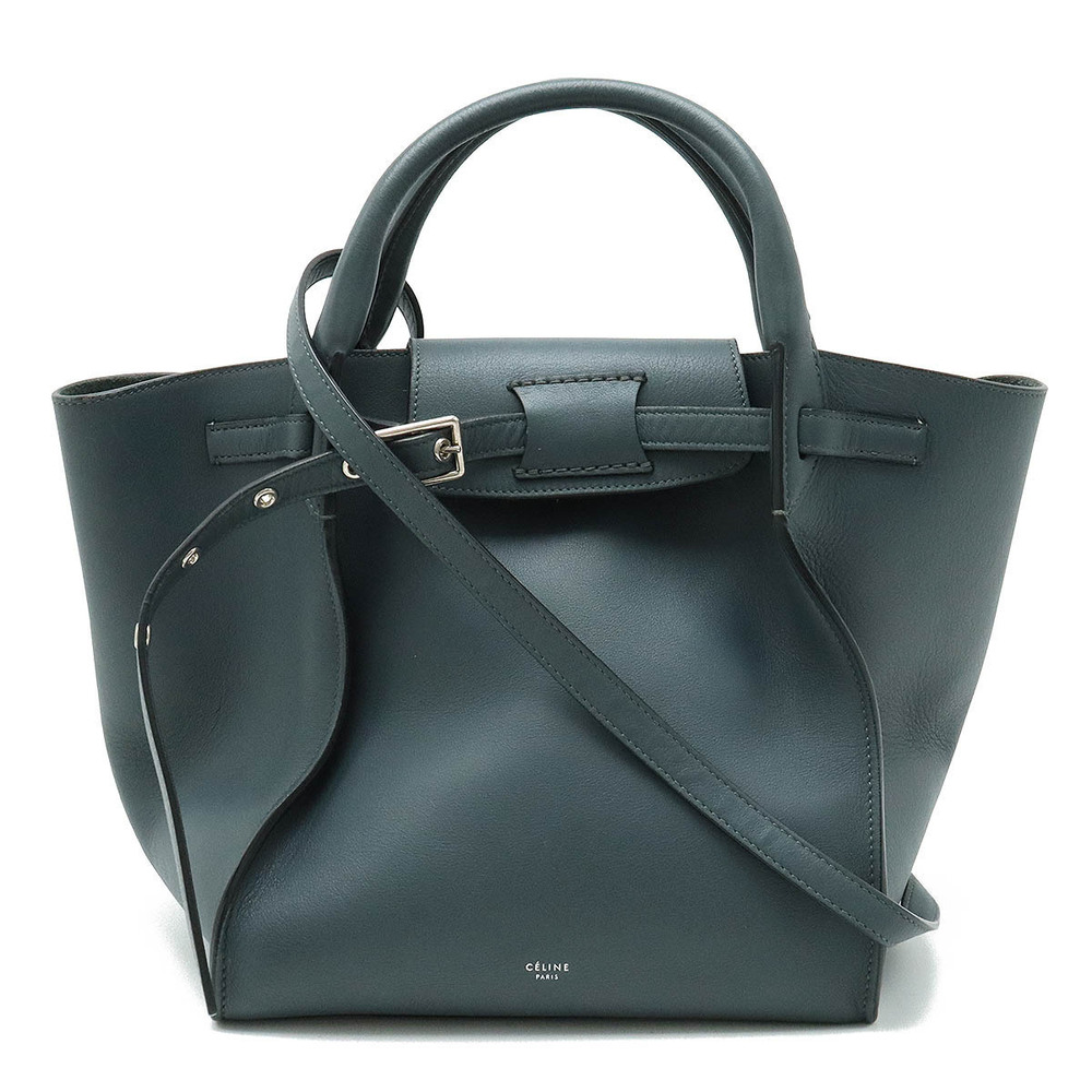 Celine Big Bag Handbag Shoulder Leather Blue Gray